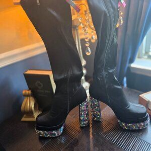 AZALEA Tall  Rhinestone heel Boot